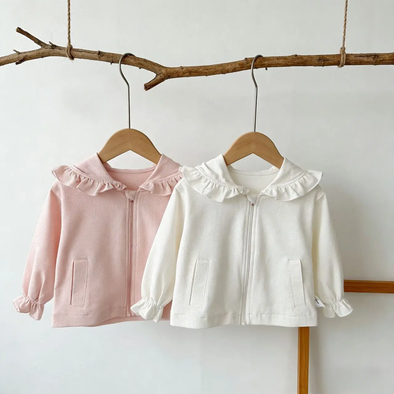 

2026 Summer New Children Long Sleeve Coat Girls Peter Pan Collar Cardigan Kids Sunscreen Clothing Toddler Solid Hooded Coat