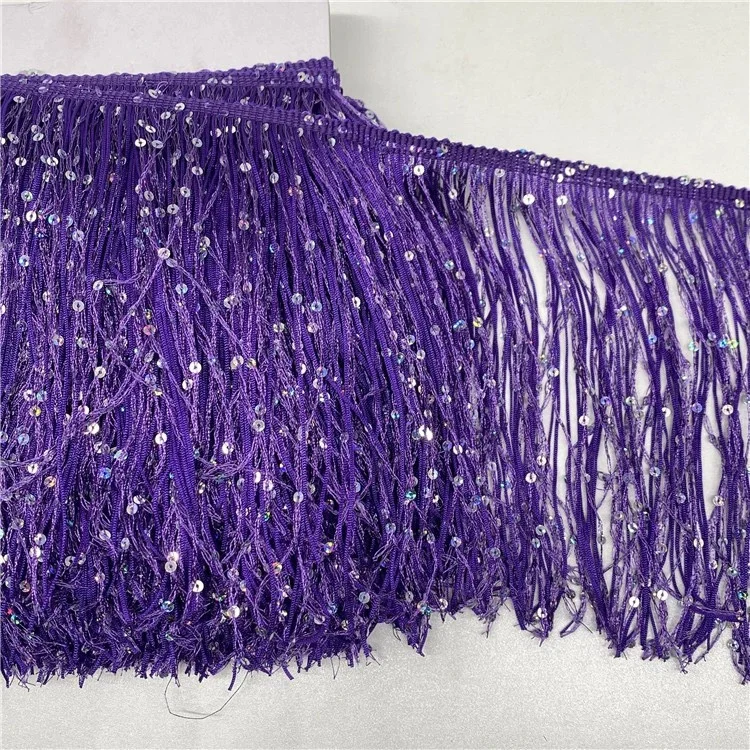 20CM Fringe Tassel Trimming Per Yard Lace Sequined Quilting For Patchwork DIY Decorative Accessory Latin Dress Curtain Handwork