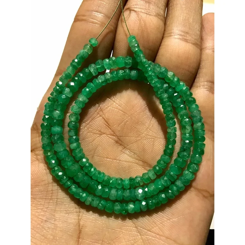 4-5MM Natural Zambian Emerald Faceted Beryl Rondelle Gemstone Necklace Jewelry