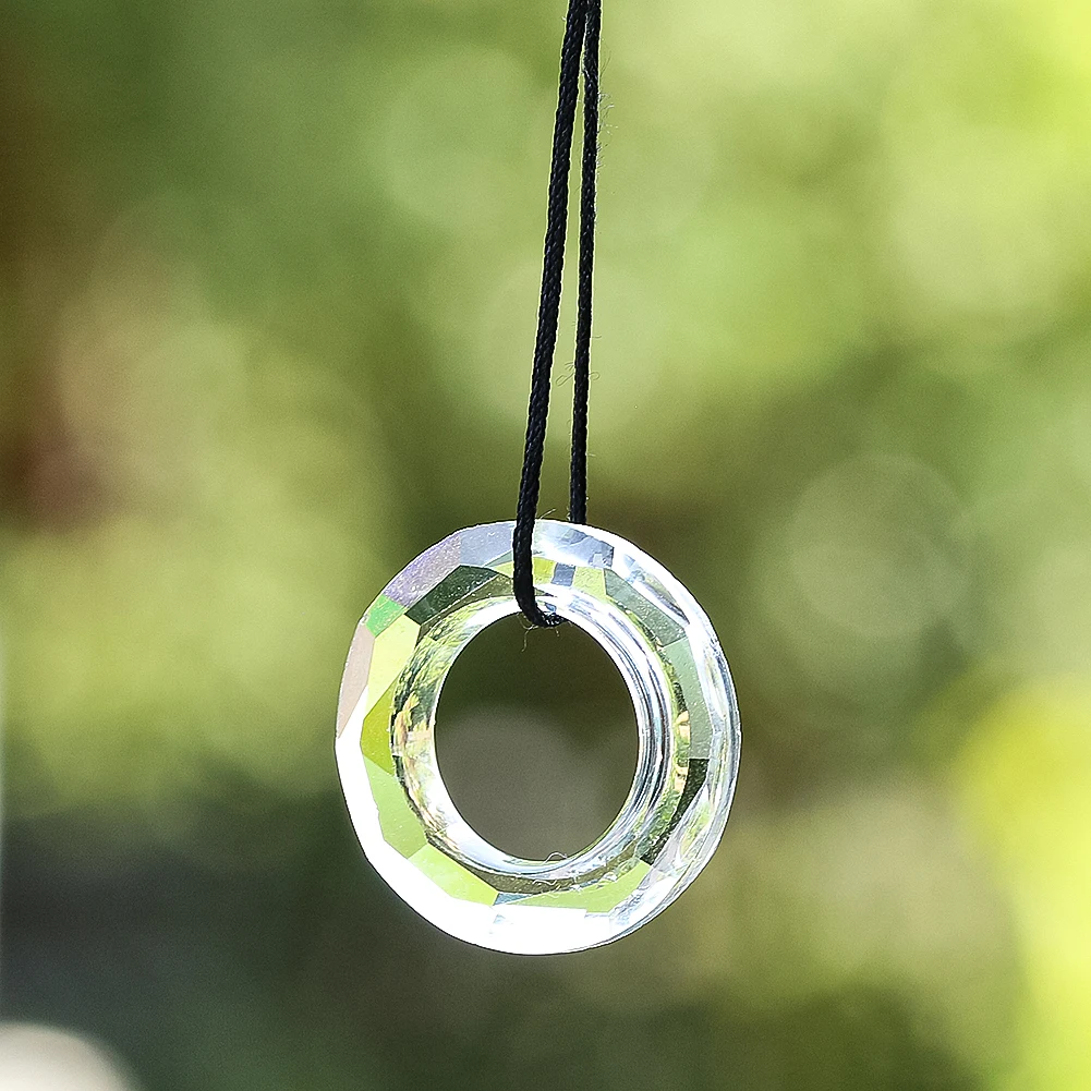 2PC 30MM Clear Cirque Circle Ring Faceted Prism Glass Crystal Pendant Sparkling Streamer Sun Catcher Chandelier Garland Dangle