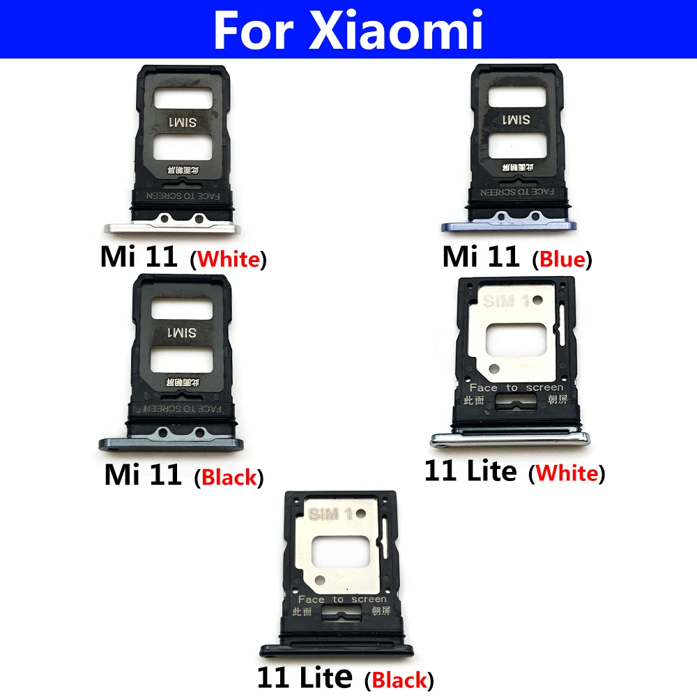 

10 Pcs Sim Tray Holde For Xiaomi Mi 11 Lite Mi11 Pro SIM Card Tray Slot Holder Adapter Socket Repair Parts