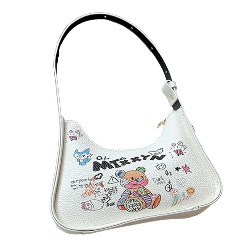 Bolsos con diseño impreso de dibujos animados, bandoleras de gran capacidad, para axila, E74B, novedad de 2023