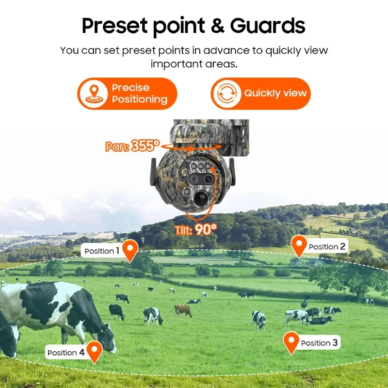INQMEGA 8MP Solar Powered Camera 4K 4G / WIFI Solar Camera Solar Panel  Security PIR Human Detection Cam in Forest
