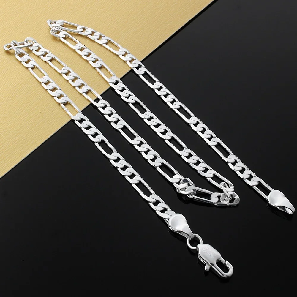 

Hot Selling 4MM 925 sterling silver Figaro Chain Women Lady Men Cute Nice Necklace Fashion Choker Trends Jewelry Gifts