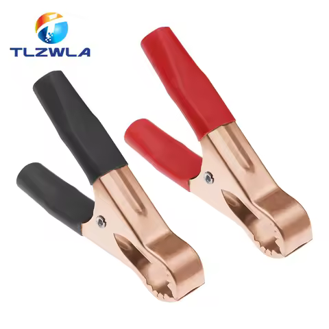 2Pcs 50A Red + Black 80mm Crocodile Car Caravan Van Battery Test Lead Clips Best Promotion Alligator Clips