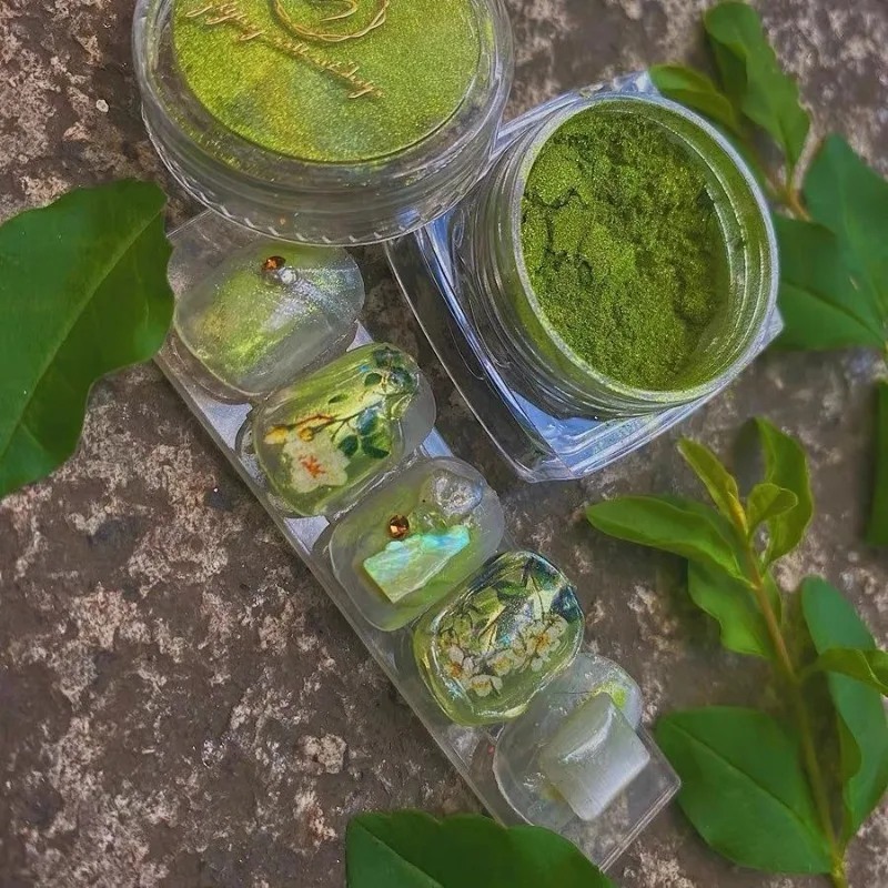 2 uds Y2K metálico rojo verde cromo polvo de uñas espejo para diseño brillante pigmento de brillo holográfico en polvo para decoración de uñas
