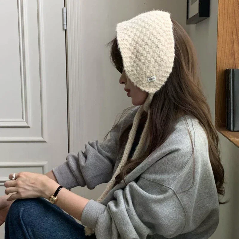 

Сплошной цвет шерстяной галстук маленький шарф для женщин осень и зима теплая защита ушей вязаный чехол для ушей