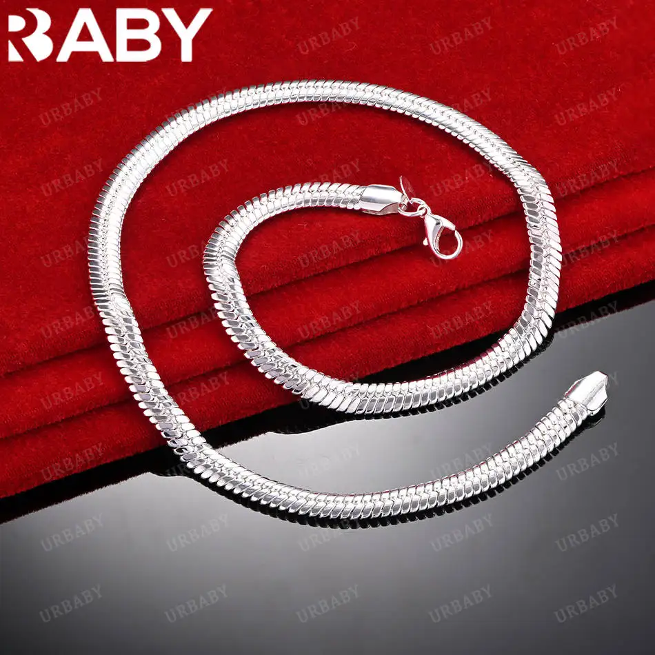 

URBABY 925 Sterling Silver 8mm Bone Chain Necklace For Men Creativity Gifts Street All-match Party And Daily Wear