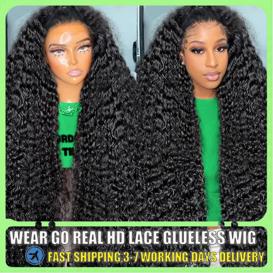 Loose Deep Wave HD Transparent 13x6 Lace Front Human Hair Wig 40Inch Water Curly Brazilian Remy 13x4 Frontal Wig For Black Women