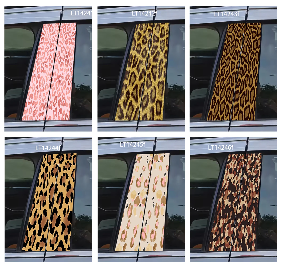 Car Trim Stickers Leopard Print Door Decals Waterproof B Column Anti Scratch Vinyl Car Modification Personalized Exterior Decor
