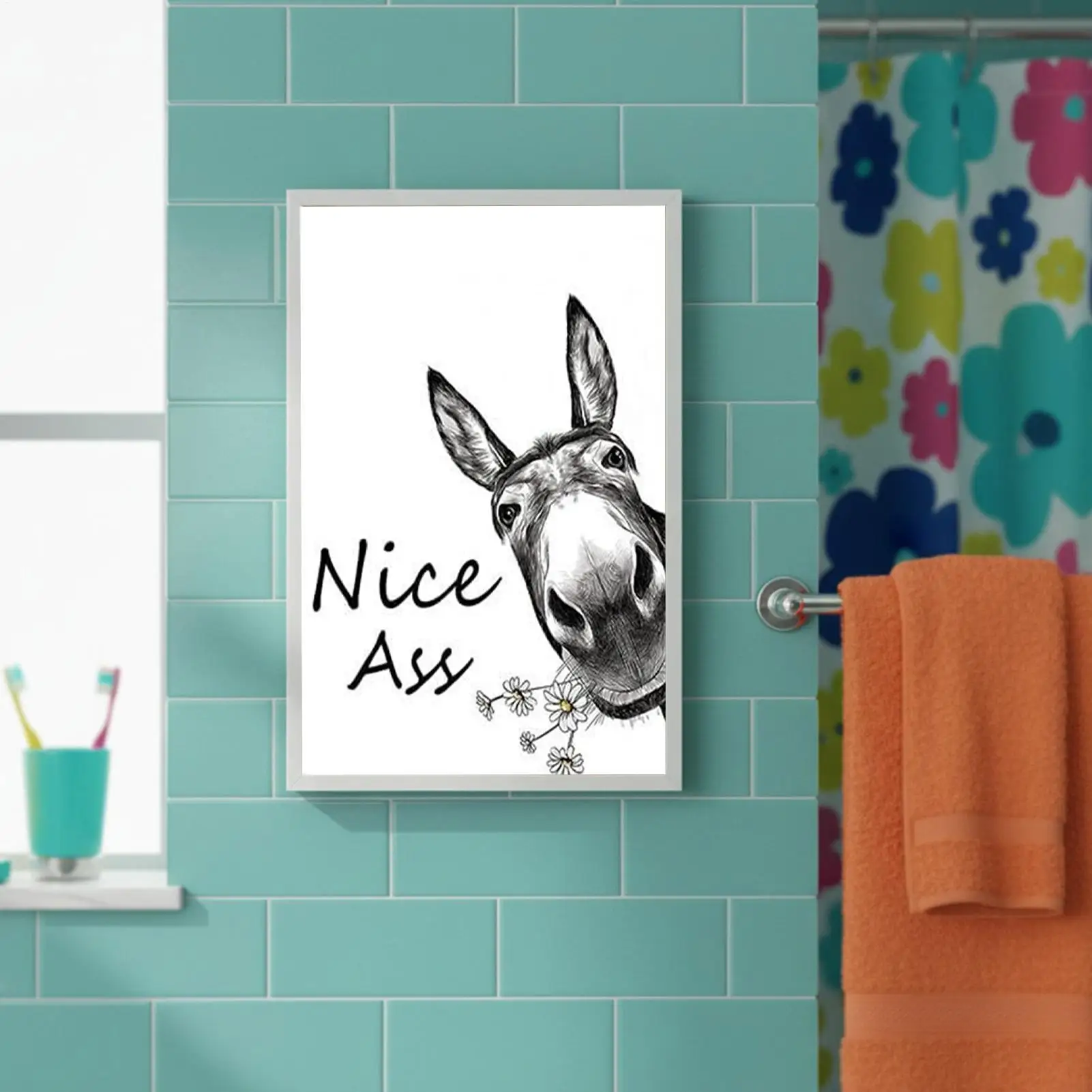 

Корова Ванная комната Настенное искусство Деревенский кот Плакат Орнамент Корова Арт Настенный декор для фермерского дома Общежитие Спальня Гостиная Детская Магазин