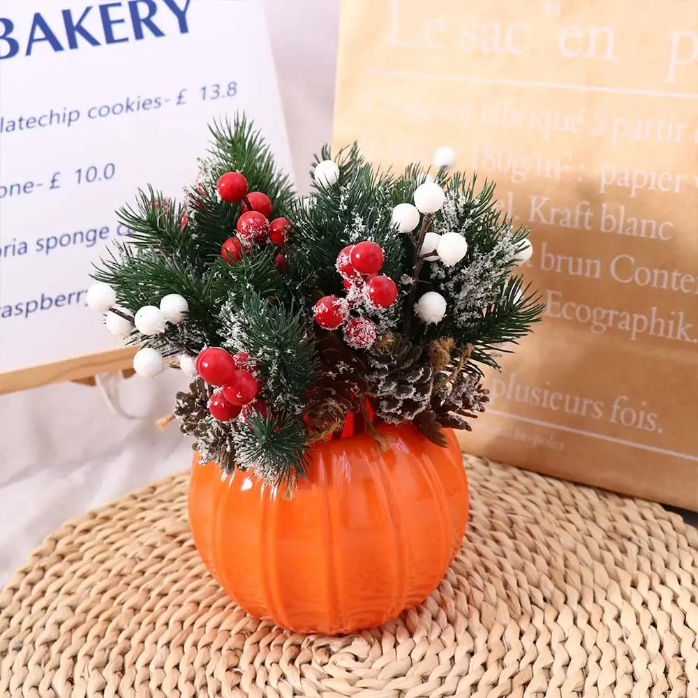 Anticorrosion Simulation Pumpkin Vase Not Fade Wear-resistant Plastic Pumpkin Flowerpot Pumpkin Shape Flower Arrangement Vase