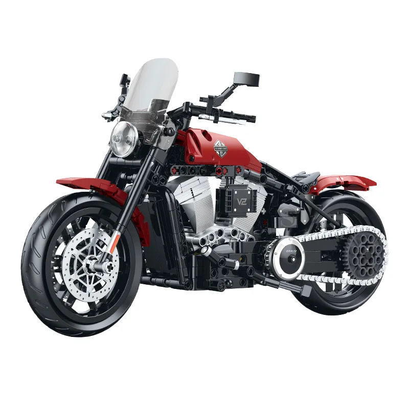 En STOCK MOC técnico 1:8 motocicleta Softail Slim modelo de bloques de construcción locomotora ladrillos juguetes de ensamblaje para niños conjunto de regalo