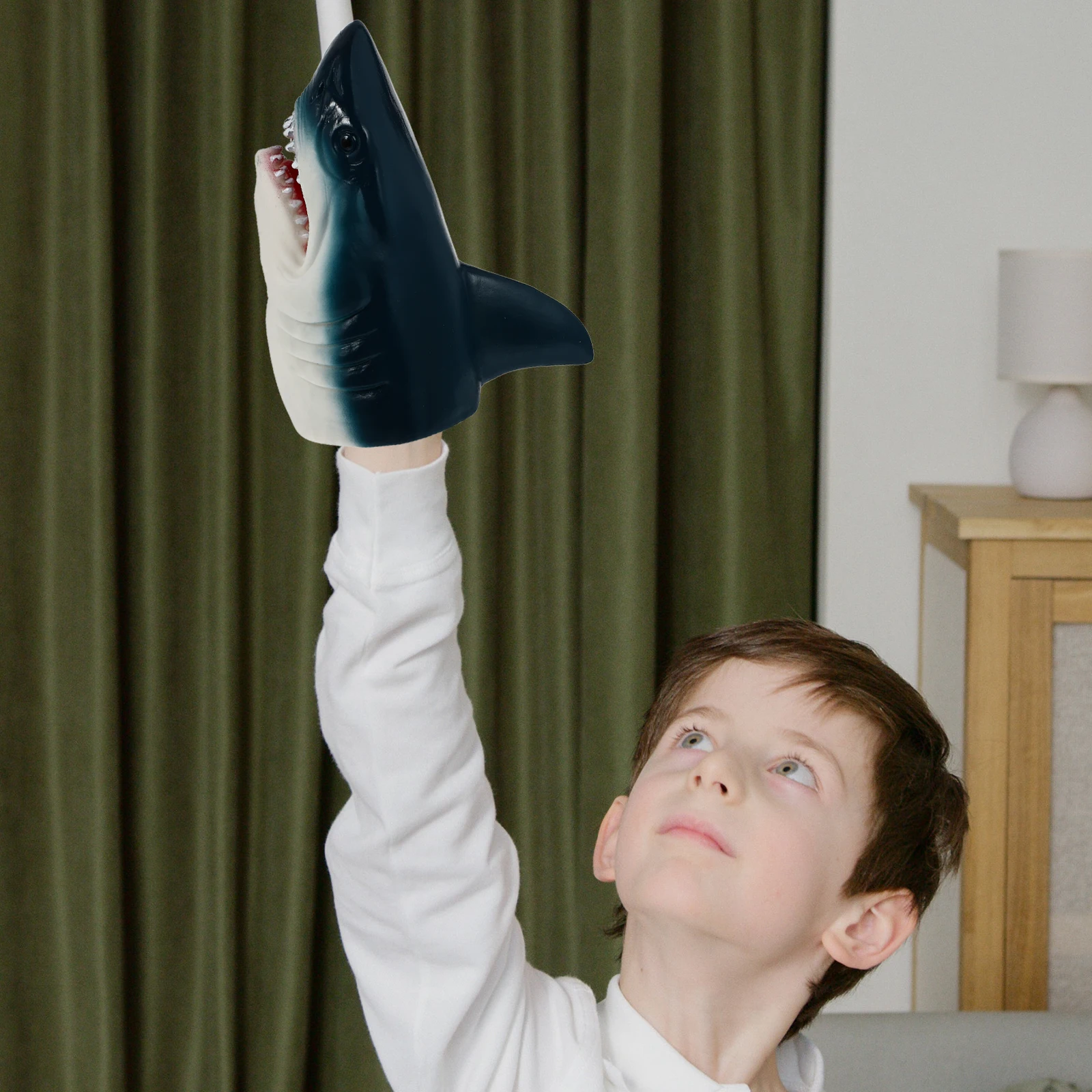 2 Pcs Shark Arm Puppet Role Play Toy Bite Finger Animal Head Hand Playful Child