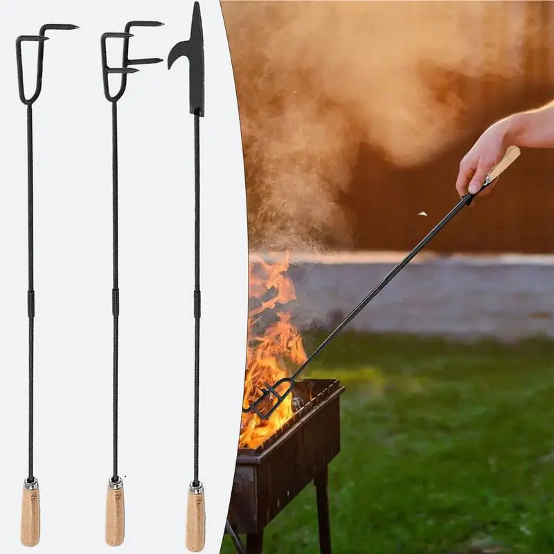 Fire Poker Heavy Duty Fire Pit Poker Fire Pit Poker For Outdoor Camping 33 Inch Fireplace Poker Tools Fire Poker With Wood