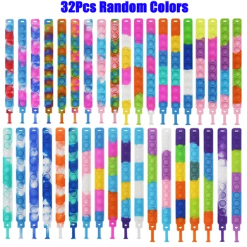 32Pcs Pop Armband Fidget Speelgoed Pack Set Wearable Fidget Armbanden Push Paaps Bubble Zintuiglijke Stress Relief Speelgoed Voor Kids volwassenen
