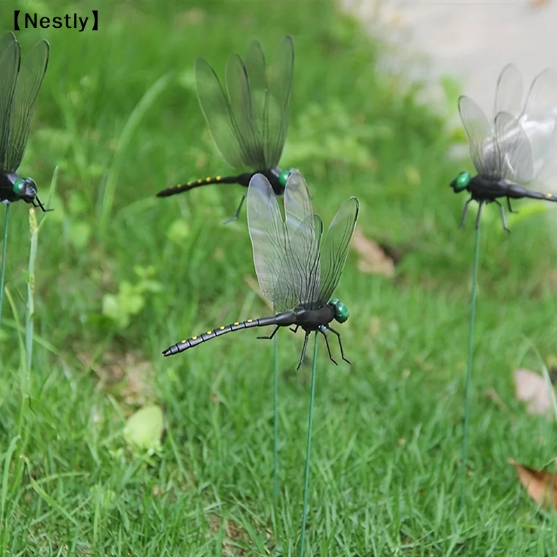 Mosquito Repellent Simulation Stick Dragonfly Rope Dragonfly Repellent Artifact Dragonfly Stakes Yard Plant Lawn Decor〔Nest〕