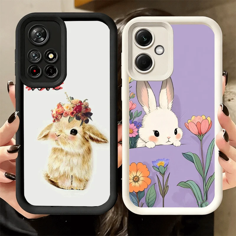 Cute Cartoon Bunny Rabbit Soft Phone Case for Xiaomi Poco X7 X6 X5 M8 Pro Max X4 Gt X3 Nfc M7 M5S F7 F8 Ultra Soft Silicone Fund