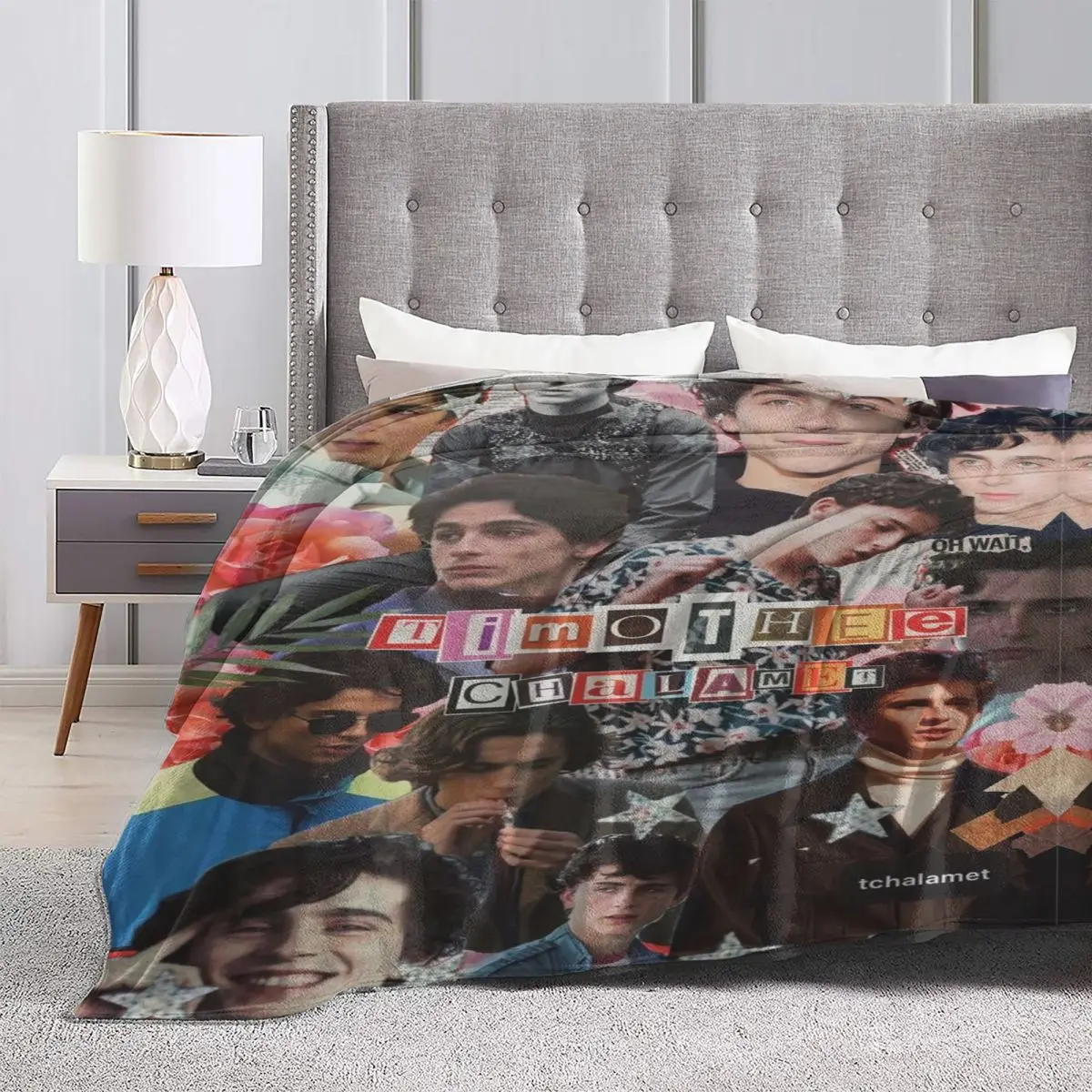 T-Timothee Chalamets Flannel Blankets Quality Soft Warm American and French Actor Throw Blanket Spring Bed Printed Bedspread