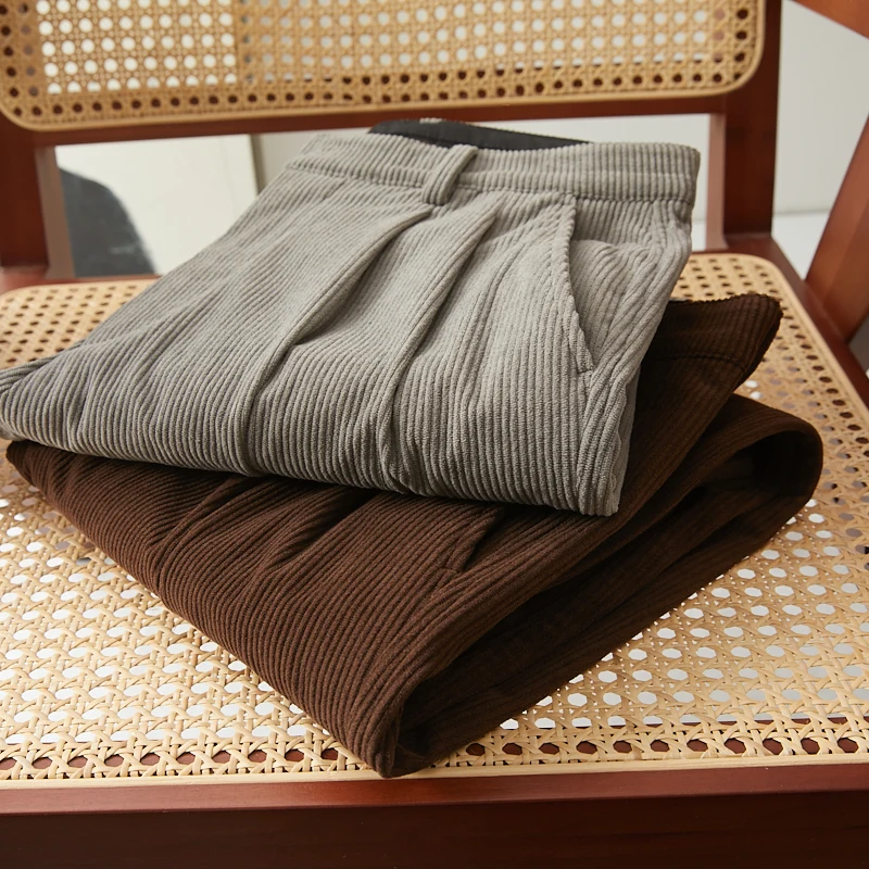 

Sle Ultra Soft Corduroy Men's Casual Pants Straight Leg Faionable Urban Pure Color Winter Long Trousers