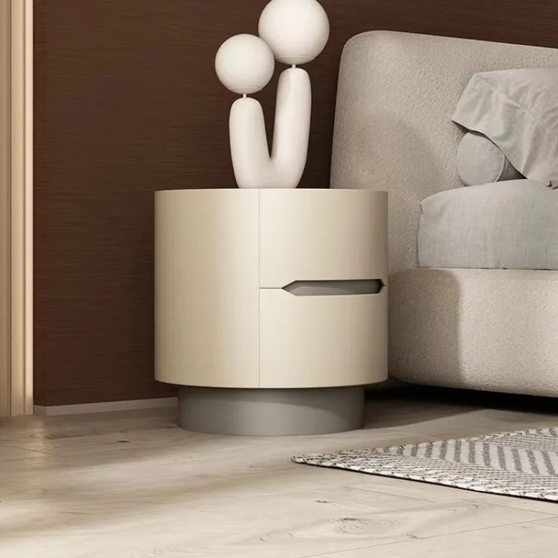 Leather nightstand, designer cream-style Molteni bedside cabinet storage cabinet