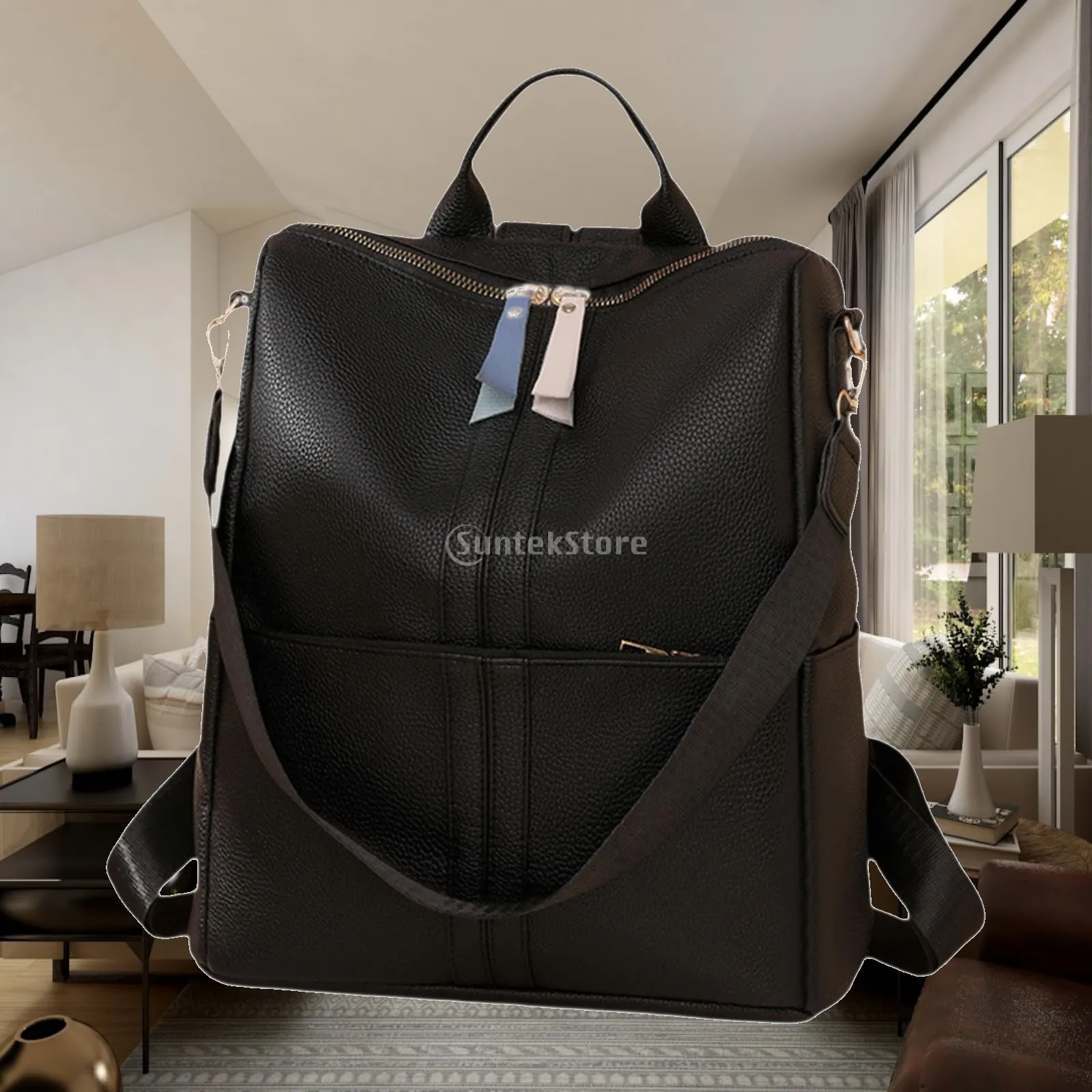 Lightweight PU Leather Women Backpack Business Laptop Bag Waterproof Computer Rucksack Travel Daypack Casual Knapsack Large