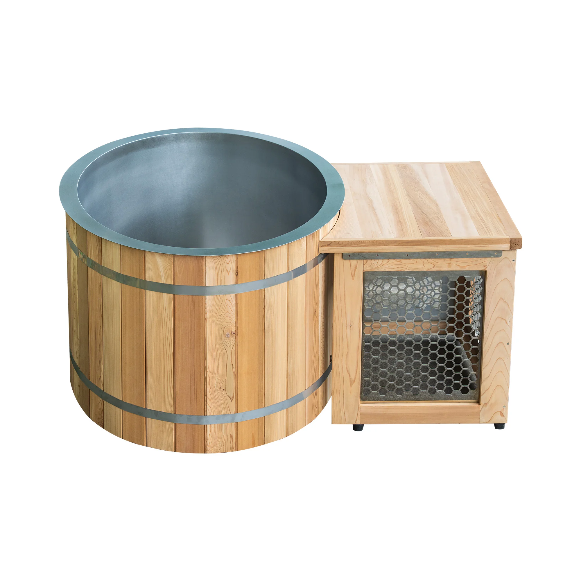 New Sports Recovery Ice Bath Wooden Tubs Cold Plunge Wooden Tub with Stainless Steel Liner for Indoor and Outdoor Ice Bath Tub