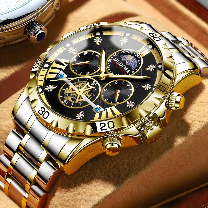 Men's Flywheel Quartz Watch Premium Business Style Luminous Waterproof Sports Male Wristwatch Suitable For Students High End