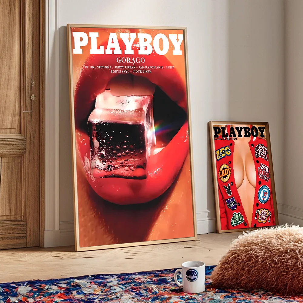 Sexy Girl P-Playboy Magazine Self-adhesive Art Poster HD Quality Wall Art Retro Posters for Home Home Decor