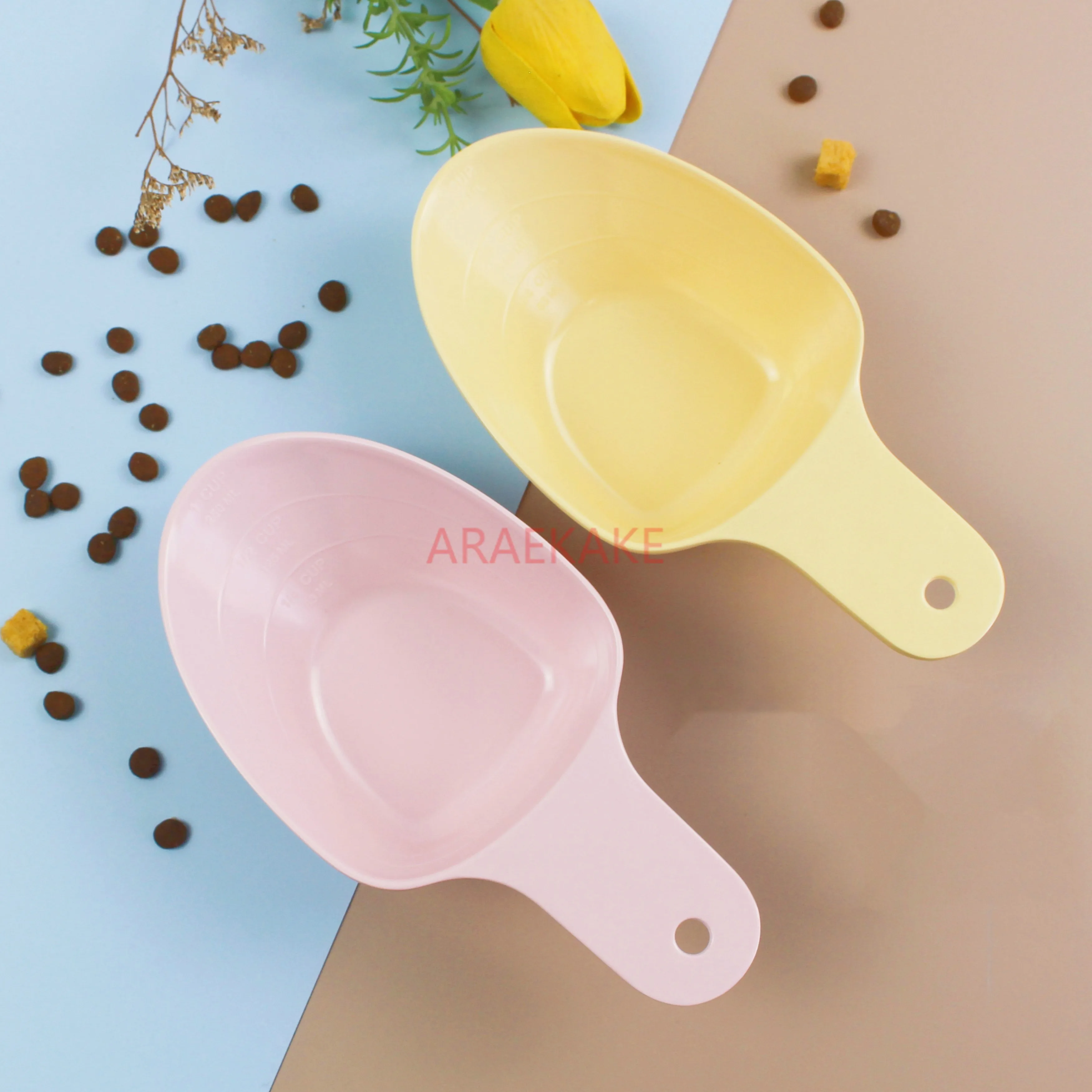 ملعقة طعام للحيوانات الأليفة بمقياس للتغذية الدقيقة للقطط والكلاب، 250 مل مل ملعقة طعام للقطط من البورسلين المقلد من الميلامين