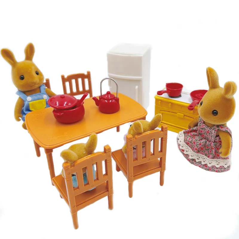 1:12 인형의 집 미니어처 가구 DIY 장난감 세트 숲속 가족 소년 소녀 역할 놀이 가구 장난감 크리스마스 생일 선물
