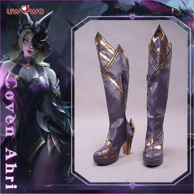 UWOWO League of Legends/LOL Coven Ahri Cosplay Shoes Women Footwear High Boots Halloween Cosplay Footwear Boots