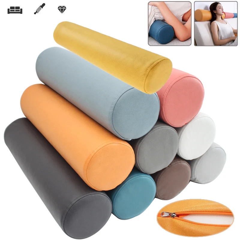 

Comfort Solid Color Cylindrical Washable Removable for Long Pillow Sofa Headrest Leg Pinch Sleeping Office Waist Rest Cushion