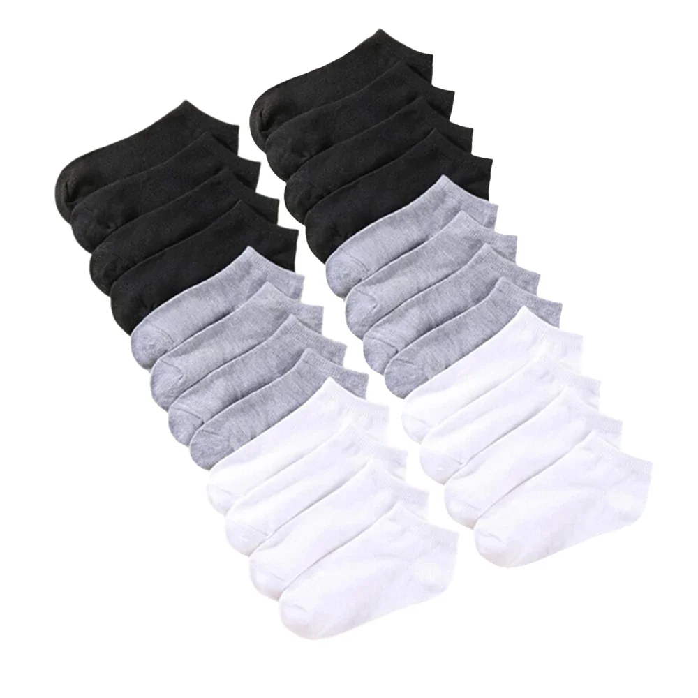 10 Pairs Men\'s Polyester Boat Socks New Style Black White Grey Business Men Stockings Soft Breathable Summer for Male