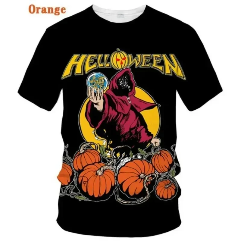 New Popular Rock Helloween Band Print T-Shirts 3D Men Women Fashion Oversized Short Sleeve Tee Shirt Summer Kid Y2k Top Clothing