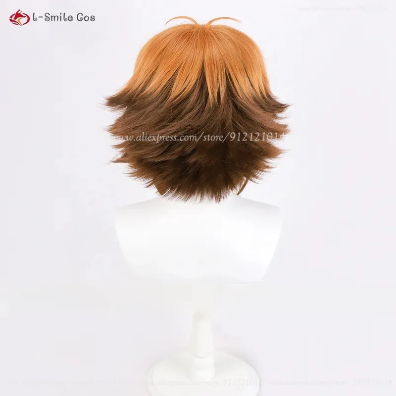 Jaden Yuki Cosplay Wig 30cm Orange Brown Mix Wigs Yuki Judai Cosplay Anime Cosplay Wig Heat Resistant Synthetic Hair + Wig Cap