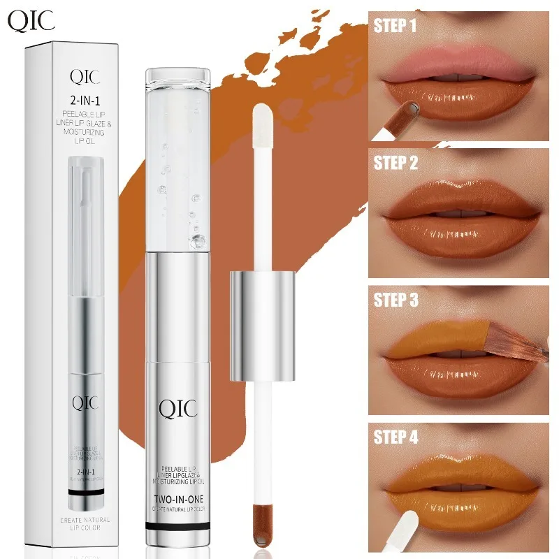Ensemble de maquillage de rouge à lèvres liquide 2 en 1, Double extrémité, teinte et brillante, mat, imperméable, ne se décolore pas, résistant au transfert, 1 pièces