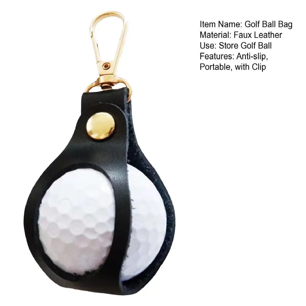 Golf Ball Bag with Clip Hook Faux Leather Portable Golf Ball Holder Metal Buckle Golfs Organizer Golf Ball Carrying Bags