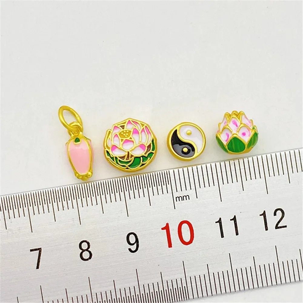 

Ancient Gold Tai Chi Lotus Bead Bud Pendant Handmade DIY String Bracelet Necklace Jewelry Material Accessories