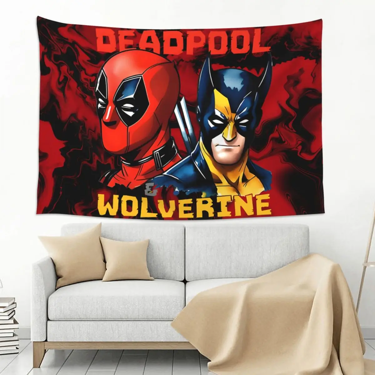 Wall Mount Deadpool & Wolverine Dorm 2024 MARVEL Latest Movie Art Cover DecorationDecor Wall Background Birthday