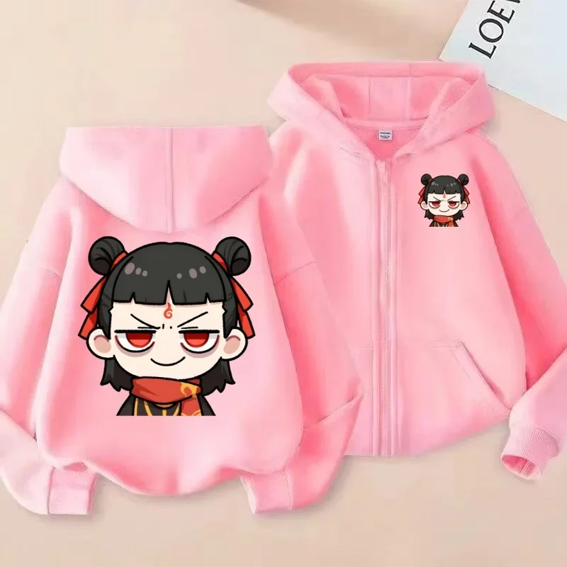 سترة بغطاء للرأس بسحاب للأطفال مطبوعة بشكل لطيف وممتع من Q-version للأولاد والبنات، بلوزة بغطاء للرأس بتصميم عصري ورائع #3