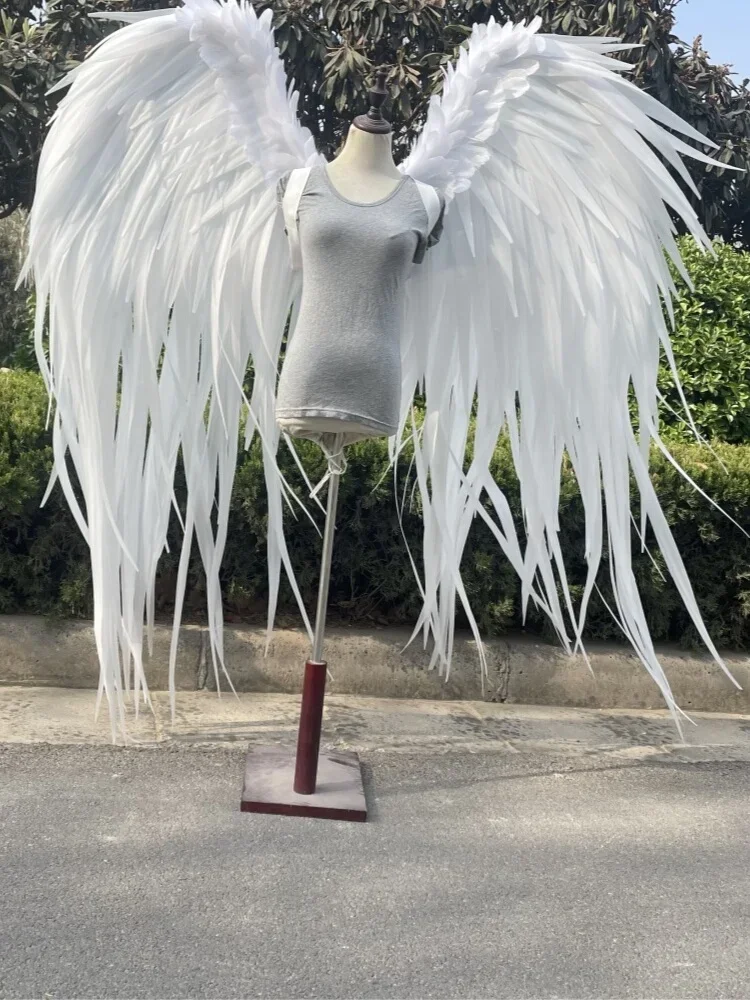 جديد الأبيض أجنحة الملاك الرقص الدعائم سوان محاكاة ريشة استوديو اطلاق النار صور كوس الأجهزة الزخرفية