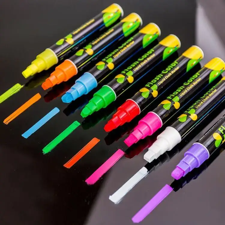 8 Colors Liquid Chalk Marker Pens, Washable Wet Erase Neon for Blackboard Chalkboard Glass Window School Art Erasable Marker