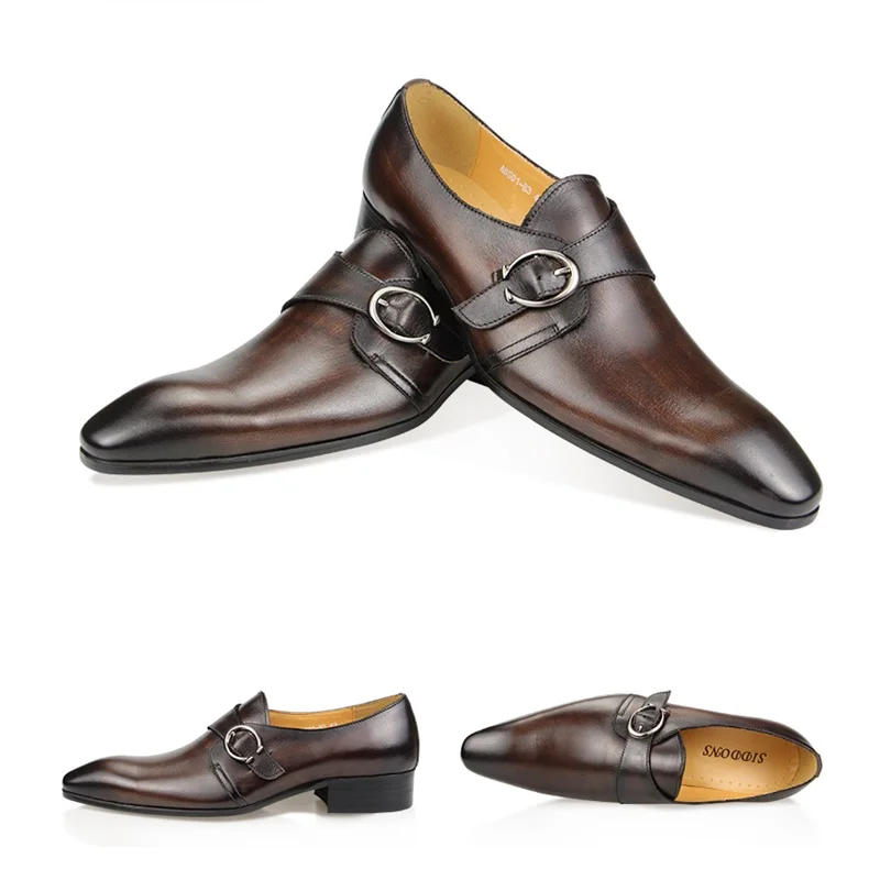 Popular Men Leather Shoes Comfortable Loafers Casual Daily Office Shoes  Decorate Buckle Handcrafted Pointed Toe Male's Footwear