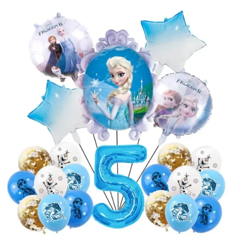 Disney children\'s birthday party decoration Frozen theme mirror princess series aluminum balloon set