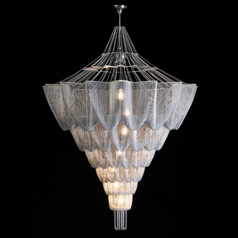 

Скандинавская люстра с кисточками — современная роскошная алюминиевая подвеска-цепочка для гостиной и спальни, художественное окружающее освещение