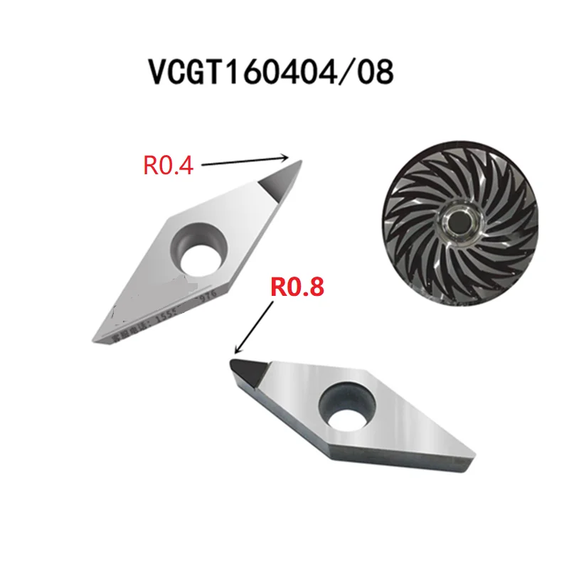 Imagem -02 - Ferramentas de Torneamento do Cortador do Diamante do Pcd Torno Chato Externo do Cnc Placas de Corte de Carboneto de Alumínio de Latão Vcgt160404 Vnmg160408