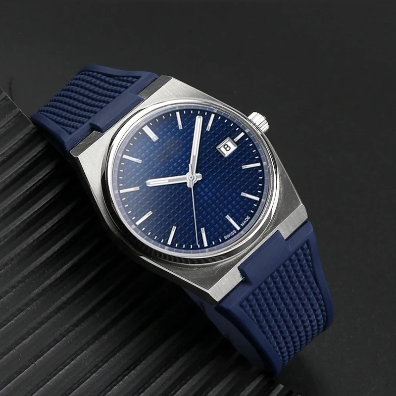 สายนาฬิกาซิลิโคนเหลวแบบหัวเข็มขัด สำหรับนาฬิกา Tissot PRX Super Gamer T137.407.410 ขนาด 12 มม. สายนาฬิกาซิลิโคนทดแทน