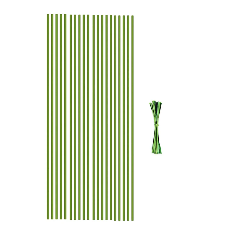 ABXF-P estacas de soporte para plantas adecuadas para plantas de interior, 20 piezas de tallo único flexible verde para jardín