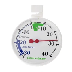 Hanging Refrigerator Thermometer Large Dial with Red Indicator -30°~40°C for Home Hospitals Supermarkets Use Durable